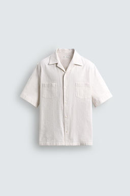 CAMISA RELAXED FIT JACQUARD RAYAS / crudo-blanco - Zara фото 8