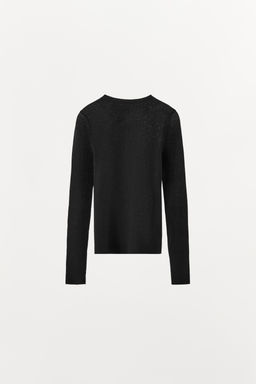 CAMISETA PUNTO MEZCLA ALGOD?N BOTONES / Negro - Zara фото 6