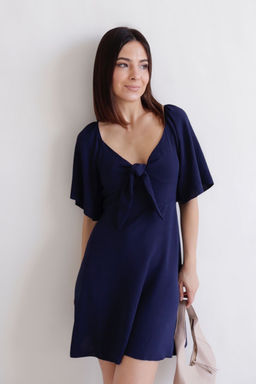 Martichelli Платье синее с завязками на груди  фото 3