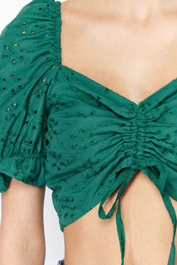 Yesil Buzgu Detayl? Crop Dokuma Bluz TWOSS24BZ00340 - Trendyolmilla фото 5