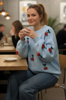 Свитшот с начёсом и вязаными вишенками SNV001