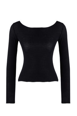 Siyah Transparan Esnek Vucuda Oturan Orme Bluz TWOAW26BZ00305 - Trendyolmilla фото 7