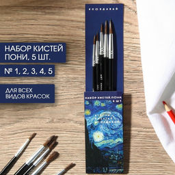 Цена за 2 шт. Кисть для рисования набор 5 шт. пони №1,2,3,4,5 «Ван Гог»