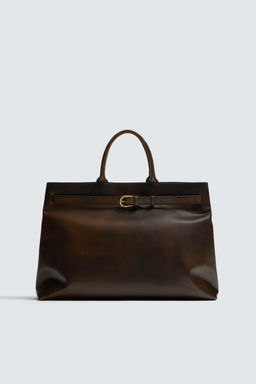BOLSO DE MANO PIEL / Marr?n - Zara фото 12