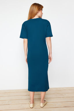 TRENDYOLMILLA Antrasit %100 Pamuk Eskitme Efektli Y?rtmacl? Shift/Rahat Kesim Orme T-shirt Elbise TWOSS24EL00140 фото 10