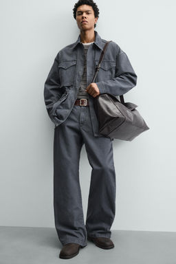 PANTAL?N ESTRUCTURA ALGOD?N LAVADO / ?ndigo claro - Zara фото 6