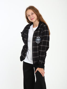 Толстовка бомбер Колледж черная клетка Ладошки  фото 16
