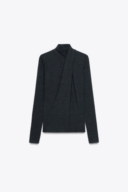 T-SHIRT WITH DRAPED FRONT - Zara фото 5