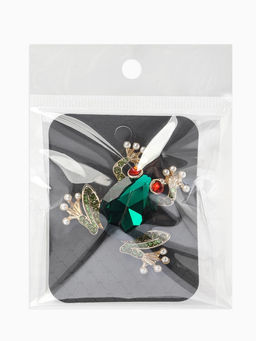 Брошь «Болотная лягушка», гранёная, зелёная в золоте