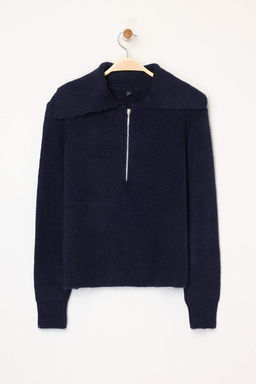 Ekru Yunlu Genis Kal?p Polo Yaka Fermuarl? Triko Kazak TWOAW25KZ00011 - Trendyolmilla фото 21