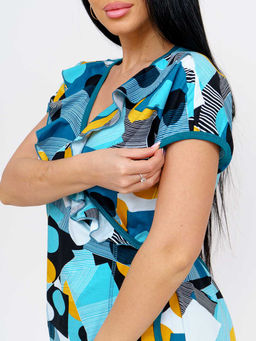 Халат женский, цвет голубой горчичный