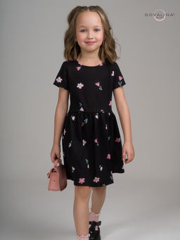 Платье Лето тюльпаны на черном