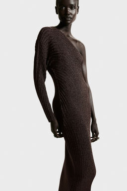 Vestido metalizado de un hombro - H&m фото 4