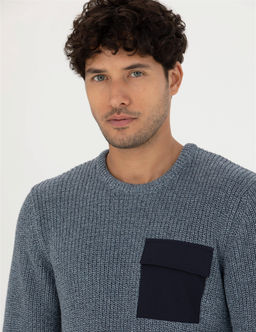 Lacivert Slim Fit Bisiklet Yaka Triko Kazak - Pierre cardin фото 2