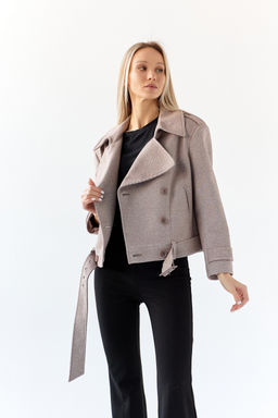 Полупальто женское демисезонное 25999 (пепельный/ёлочка) - Kankan фото 9