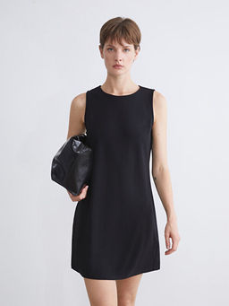 Bisiklet Yaka A Kesim Mini Elbise