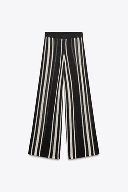 STRIPED KNIT LINEN BLEND TROUSERS