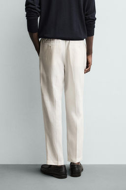 PANTAL?N REGULAR FIT 100% LINO / Blanco - Zara фото 11