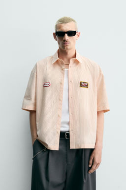 CAMISA BOXY FIT RAYAS / blanco-naranja - Zara фото 2