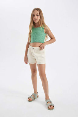 Тканые шорты с маркировкой для девочек