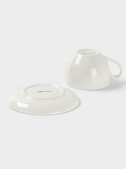 Чайная пара Доляна Цветы, 2 предмета: чашка, 250 мл, блюдце d=15 см, фарфор, белая