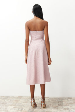 TRENDYOLMILLA Pudra A-Kesim Dokuma S?k Abiye Elbise TPRSS24EL00160 фото 6