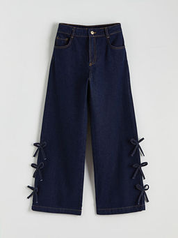 Wideleg Fiyonk Detayl? K?z ?ocuk Jean Pantolon