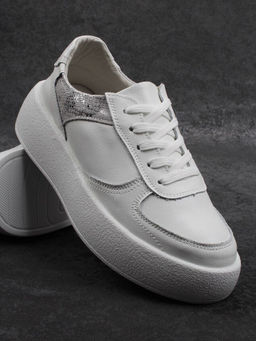 03-C140-9 WHITE Полуботинки спортивные женские (натуральная кожа)