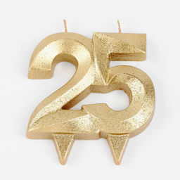 Цена за 2 шт. Свеча для торта юбилейная «Грань», цифра 25, золотой блеск, 8 см