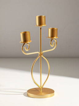 Подсвечник металл на 3 свечи "Канделябр" d=2,5 см золото 14,5х8х24 см