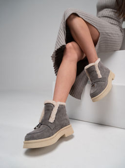 Ботинки 307.florida be.Серый замок замша/шерсть