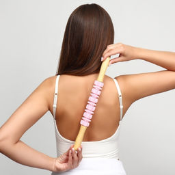 Массажёр «Скалка», универсальный, 37.5×4 см, деревянный, 11 колёс, розовый