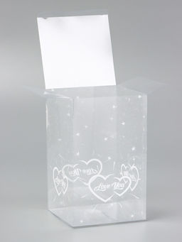 Цена за 5 шт. Складная коробка из PVC LOVE YOU, прозрачная с рисунком, 11?11?18 см 5 шт.