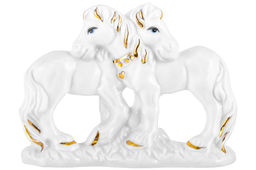 Фигурка декоративная 11*4*8,5 см Лошади белая с золотом, фарфор - Elan gallery фото 3