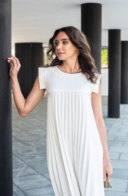 Платье-плиссе белый - Donna saggia фото 4