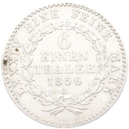 Монета 1/6 талера 1856 года A Ангальт -Бернбург