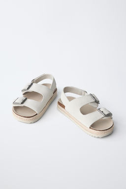 SANDALIA HEBILLAS PIEL / Blanco Crudo - Zara фото 3