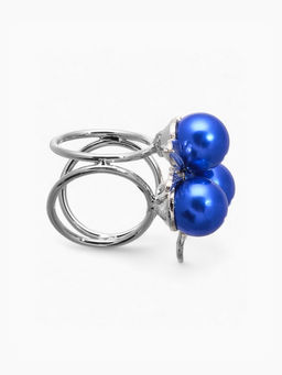 Кольцо для платка «Черничка», синее в серебре