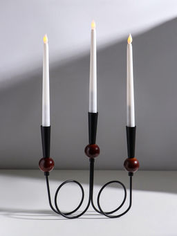 Подсвечник на 3 свечи «Канделябр. Параллельные вселенные», d=2.2 см, чёрный, 25×3.5×27.3 см