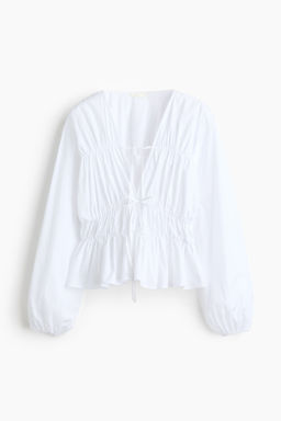 Drawstring poplin blouse