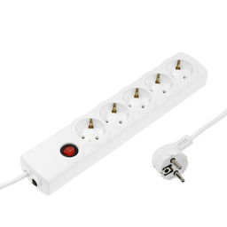 Сетевой фильтр Luazon Lighting, 5 розеток, 3 м, 3500 Вт, 3х1 мм2, 16 A, 220 В, c предохранителем, белый