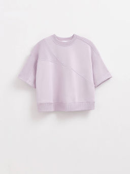 CONTE Комбинированная футболка из футера c вставками в рубчик LD 2573 lavender