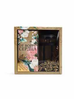 Подарочный набор От всего сердца, чай зелёный со вкусом жасмина 100 г., френч-пресс 350 мл