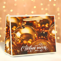 Цена за 2 шт. Пакет ламинированный «Золотые шары», MS 23×18×10 см