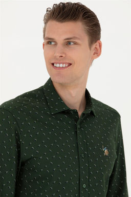 Мужская зеленая рубашка с длинным рукавом - U.s. polo assn фото 2