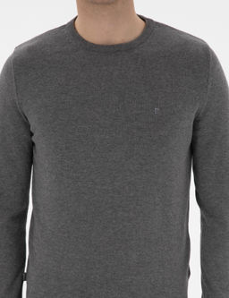 Gri Melanj Slim Fit Bisiklet Yaka Basic Triko Kazak - Pierre cardin фото 6