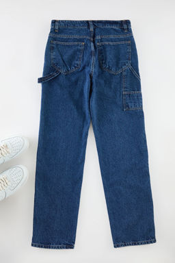 TRENDYOL MAN Orta Mavi %100 Pamuk Loose Fit Carpenter Bol Kot Pantolon Jeans TMNAW25JE00001 - Trendyolmilla фото 8