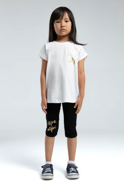 K_z _ocuk Siyah Pijama Tak_m_ Sepette S_rpriz _ndirim