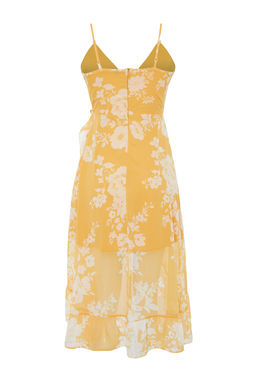 TRENDYOLMILLA Fusya Cicekli Kruvaze Midi Sifon Astarl? Dokuma Elbise TWOSS19EL0375  фото 18
