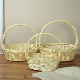 Корзина плетеная 3 штуки белые 37х30х12/32х24х10/26х20х9 см / S/3 22-23 /уп 28/овальная - Галеонтрейд фото 2